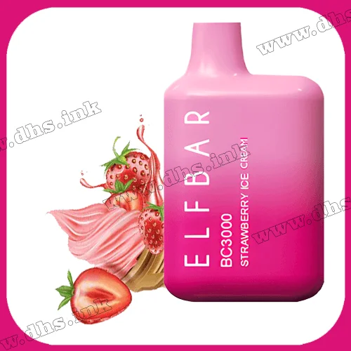 Одноразовая электронная сигарета Elf Bar (Эльф Бар) BC3000 - Strawberry Ice Cream (Клубничное мороженое)