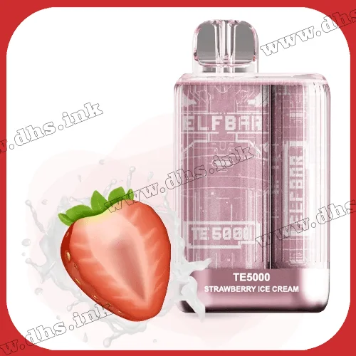 Одноразовая электронная сигарета Elf Bar (Эльф Бар) TE5000 - Strawberry Ice Cream (Клубничное мороженое)