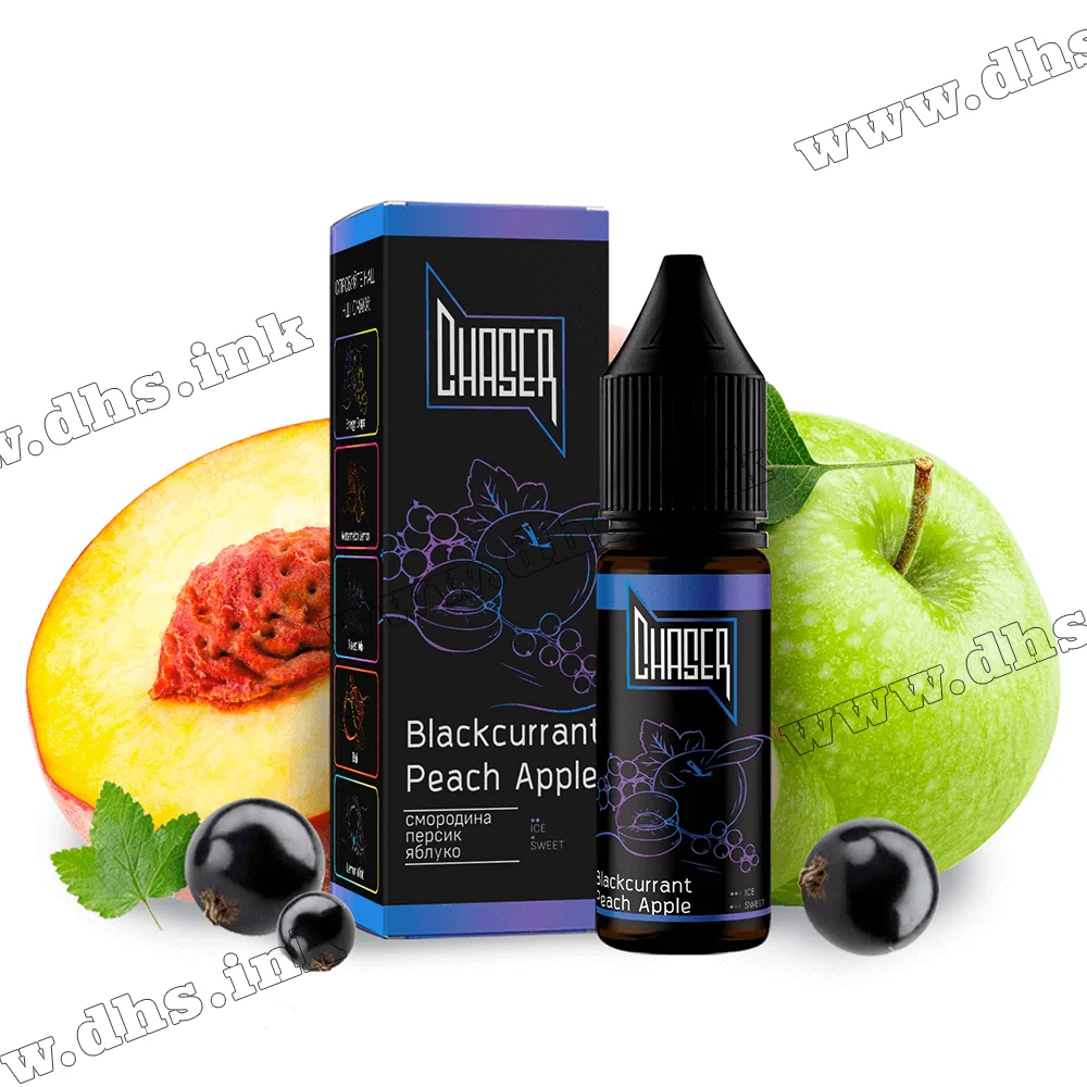 Солевая жидкость Chaser Black 15 мл (30 мг) - Blackcurrant Peach Apple (Смородина, Персик, Яблоко)