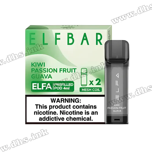 Картридж Elf Bar ELFA (4 мл - 2 шт.) - Kiwi Rassion Guava (Киви, Маракуйя, Гуава)