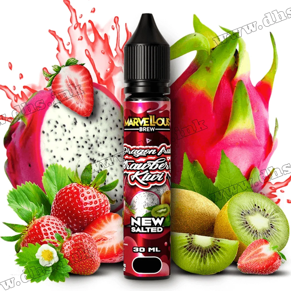 Солевая жидкость Marvellous Brew Salt 30 мл (50 мг) - Dragon Fruity Strawberry Kiwi (Питахайя, Клубника, Киви)