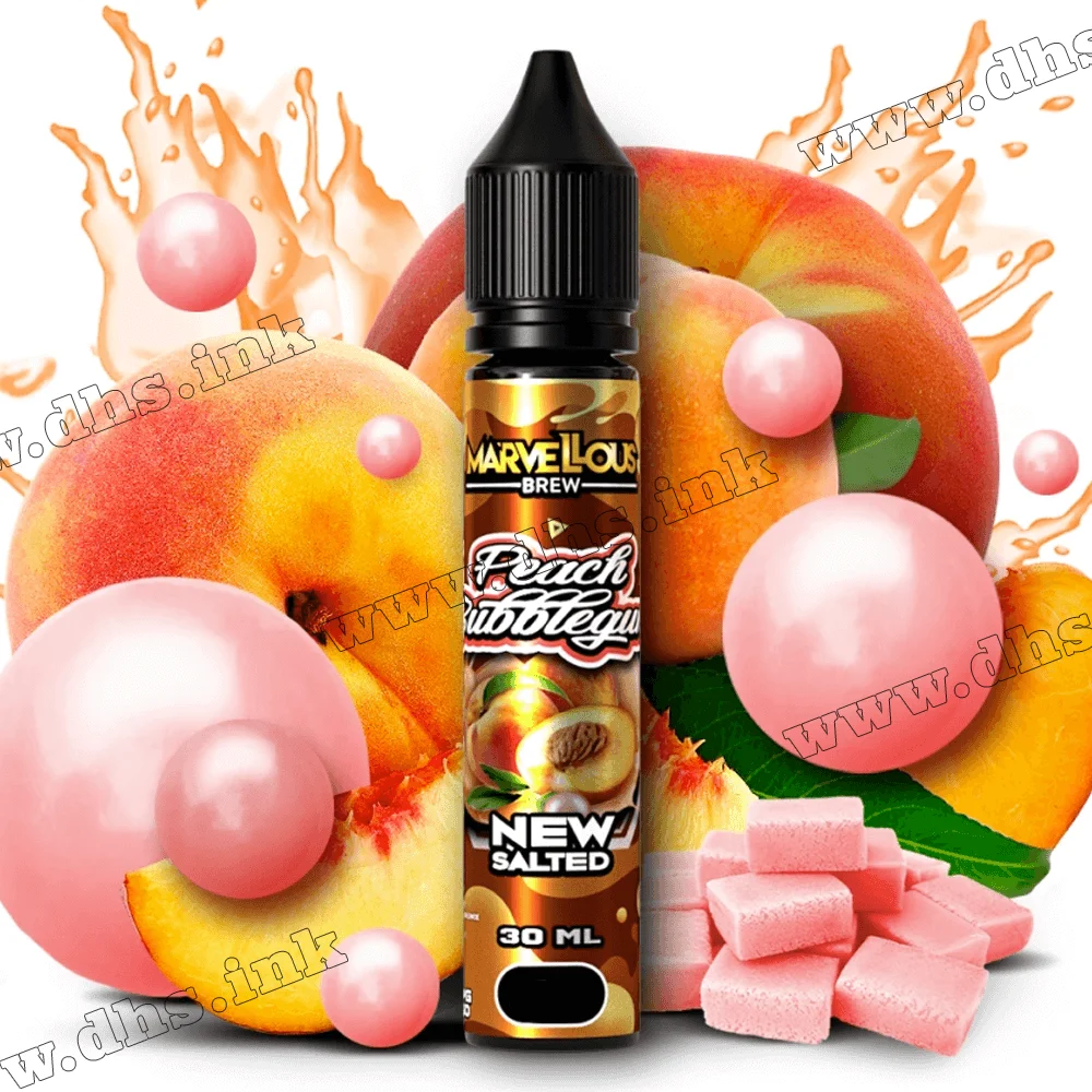 Солевая жидкость Marvellous Brew Salt 30 мл (35 мг) - Peach Bubblegum (Персик, Жвачка)