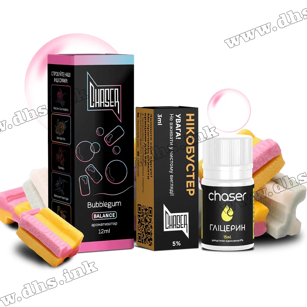 Набор для самозамеса Chaser Black Salt 30 мл (50 мг) - Bubblegum (Жвачка)