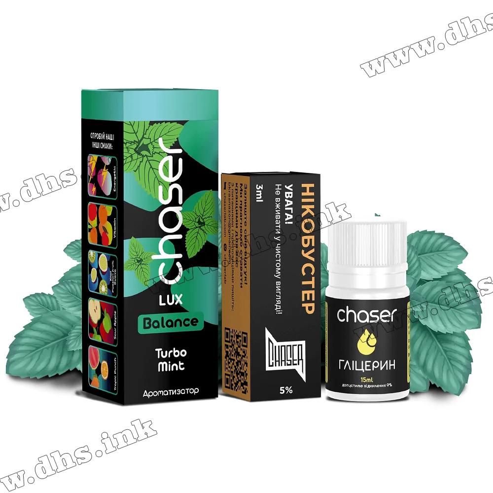 Набор для самозамеса Chaser Lux Salt 30 мл (50 мг) - Turbo Mint (Турбо Мята)
