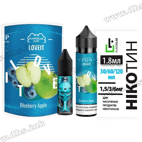 Набор для самозамеса Flavorlab Love IT Organic 60 мл (6 мг) - Blueberry Apple (Черника, Яблоко)