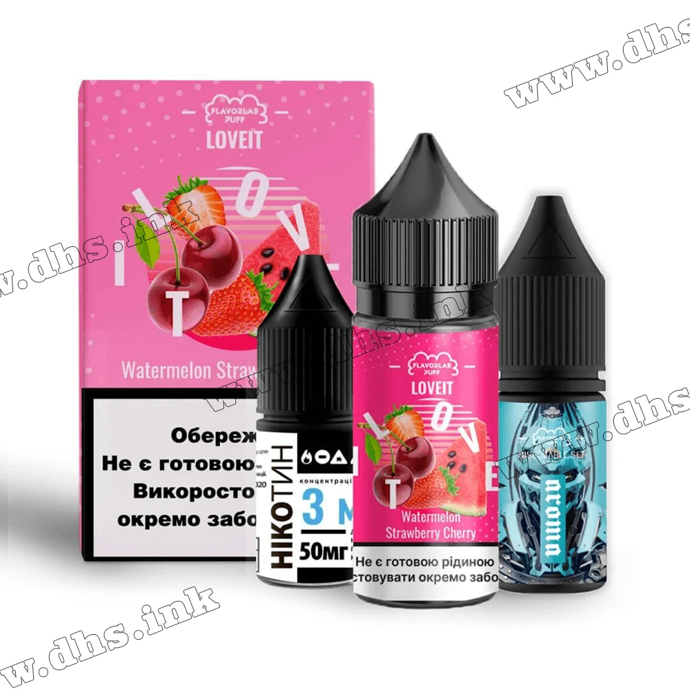 Набор для самозамеса Flavorlab Love IT Salt 30 мл (50 мг) - Watermelon Strawberry Cherry (Арбуз, Клубника, Вишня)