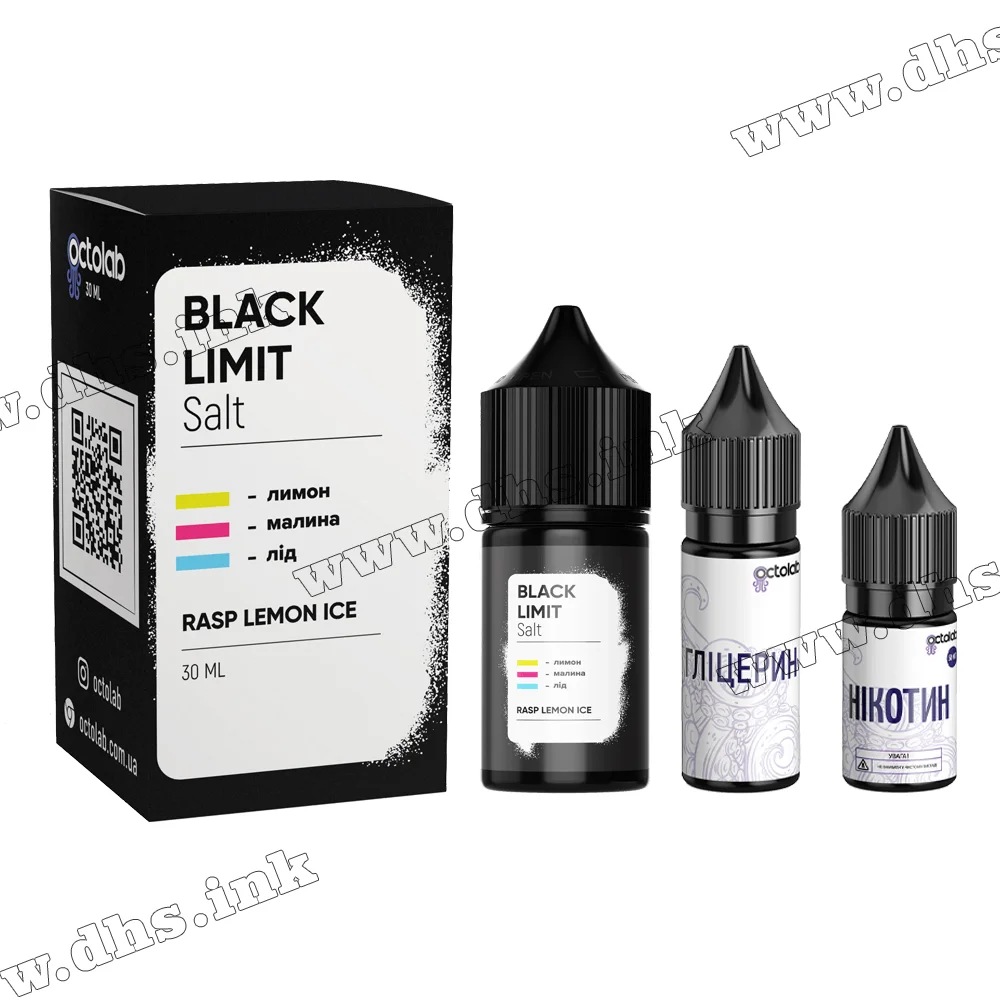 Набор для самозамеса Octobar Black Limit Salt 30 мл (50 мг) - Rasp Lemon Ice (Малина, Лимон, Лед)