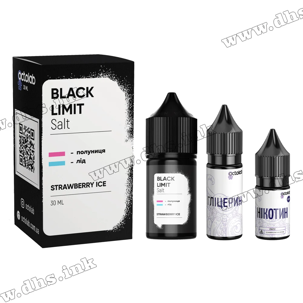Набор для самозамеса Octobar Black Limit Salt 30 мл (50 мг) - Strawberry Ice (Клубника, Лед)