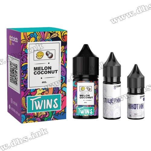 Набор для самозамеса Octobar Twins Salt 30 мл (50 мг) - Melon Coconut (Дыня, Кокос)