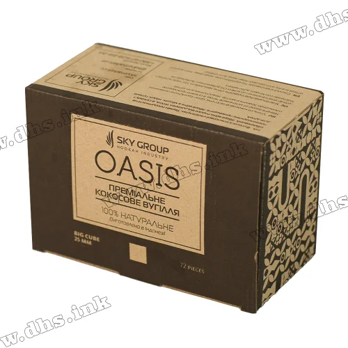 Уголь для кальяна Oasis (Оазис) 25 мм, 1 кг (72шт)