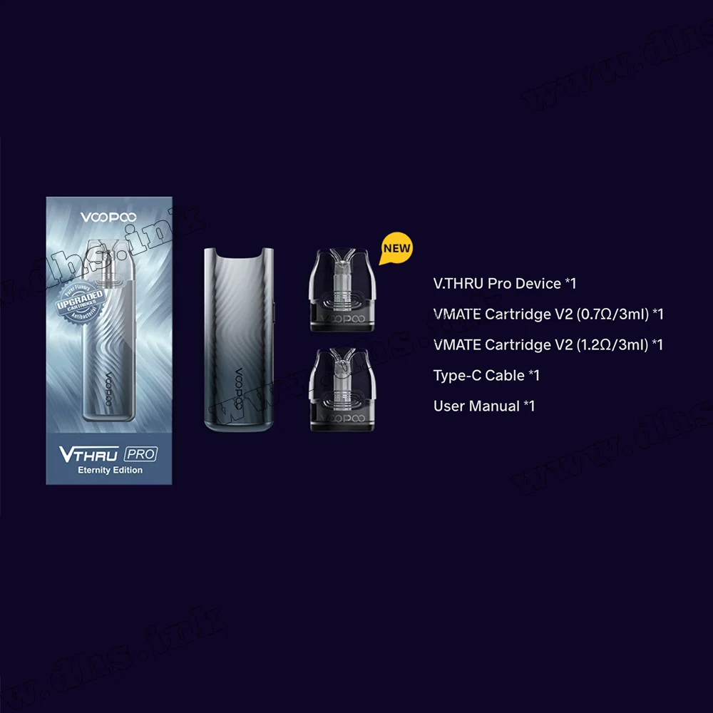 Многоразовая электронная сигарета - Voopoo V.THRU Pro Pod Kit 900 мАч (Glacier Silver)