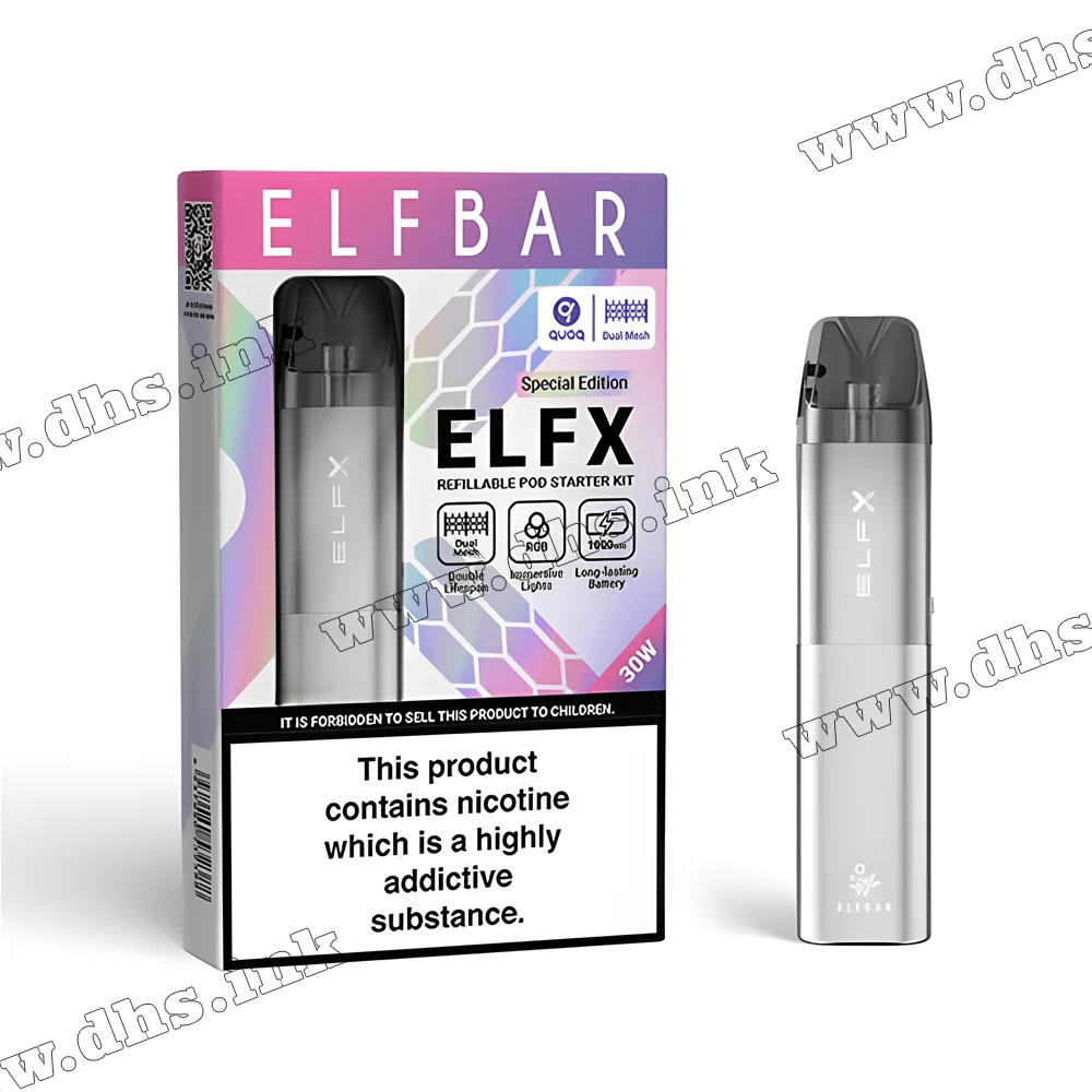 Многоразовая электронная сигарета - Elf Bar ELFX Pod Kit 1000 мАч (Silver)