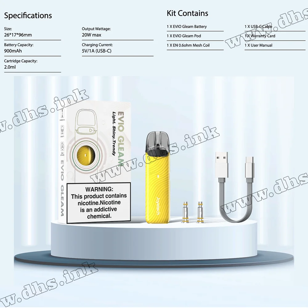 Многоразовая электронная сигарета - Joyetech Evio Gleam Pod Kit 900 мАч (Pearl White)