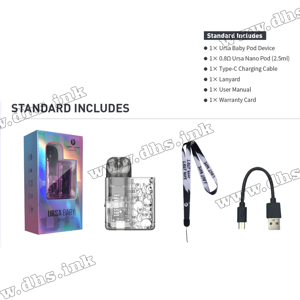 Многоразовая электронная сигарета - Lost Vape Ursa Baby Pod Kit 800 мАч (Red Clear)