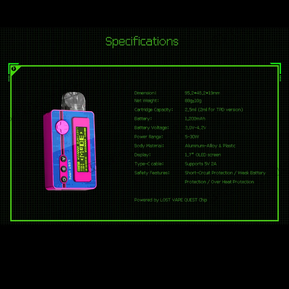 Многоразовая электронная сигарета - Lost Vape Ursa Pocket Pod Kit 1200 мАч (Cyber Elf)