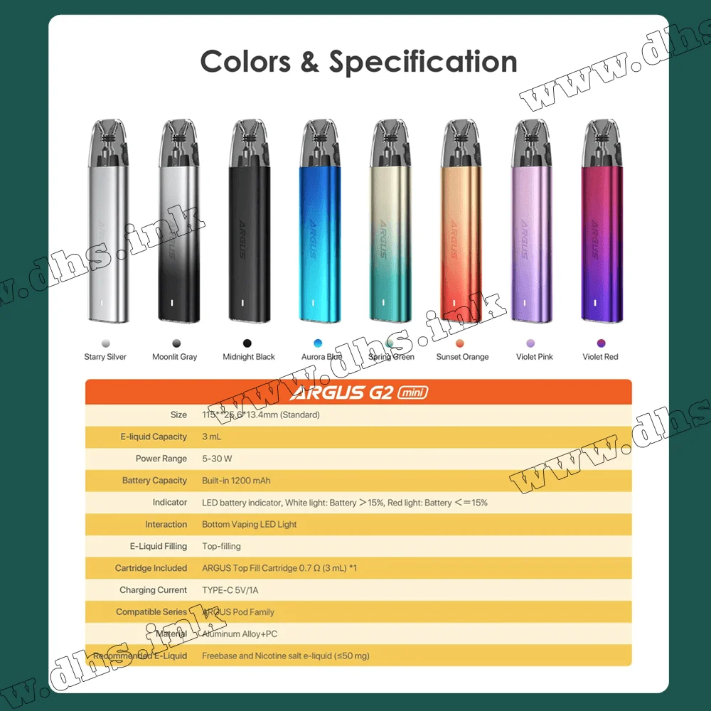 Многоразовая электронная сигарета - Voopoo Argus G2 Mini Pod Kit 1200 мАч (Sunset Orange)