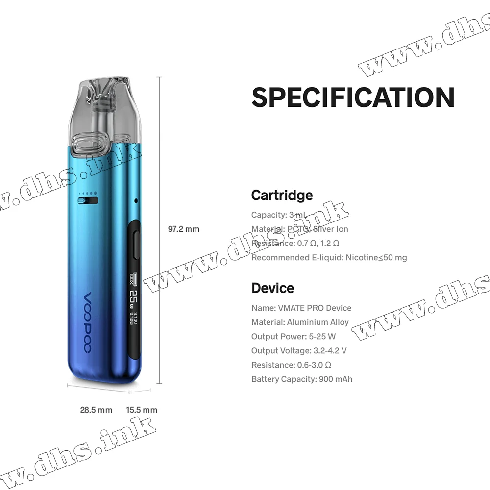 Многоразовая электронная сигарета - Voopoo VMATE Pro Pod Kit 900 мАч (Space Grey)