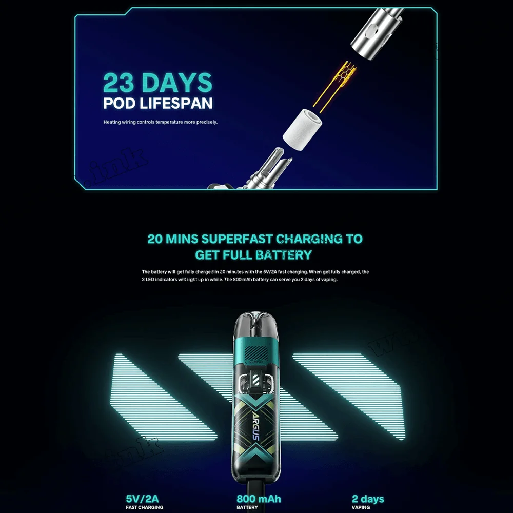 Многоразовая электронная сигарета - Voopoo Argus P1s Pod Kit 800 мАч (Cyber White)