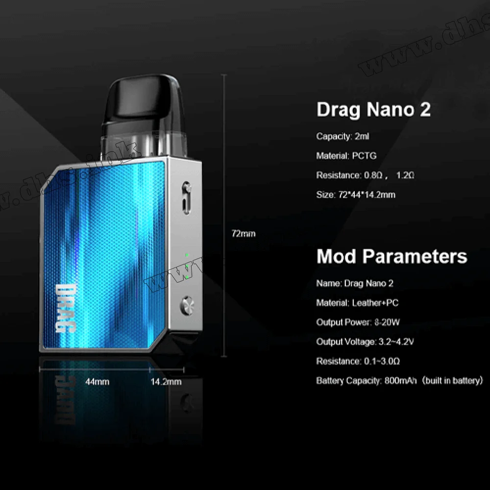 Многоразовая электронная сигарета - Voopoo Drag Nano 2 Pod Kit 800 мАч (Powder Blue)