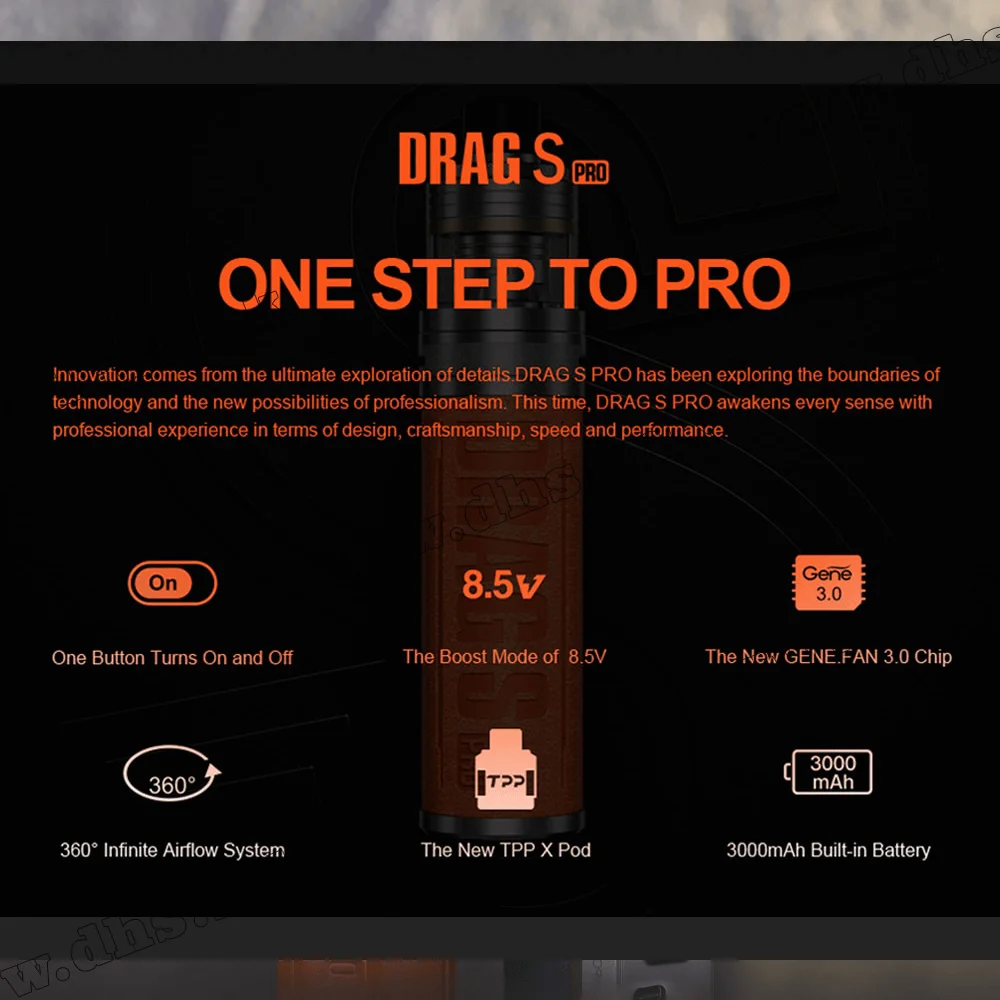 Многоразовая электронная сигарета - Voopoo Drag S Pro Pod Kit 3000 мАч (California Orange)
