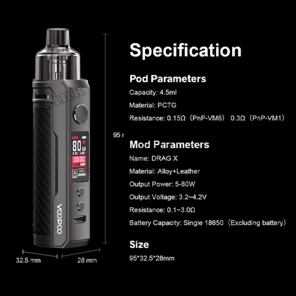 Многоразовая электронная сигарета - Voopoo Drag X Mod Pod Kit (Iron Knight)