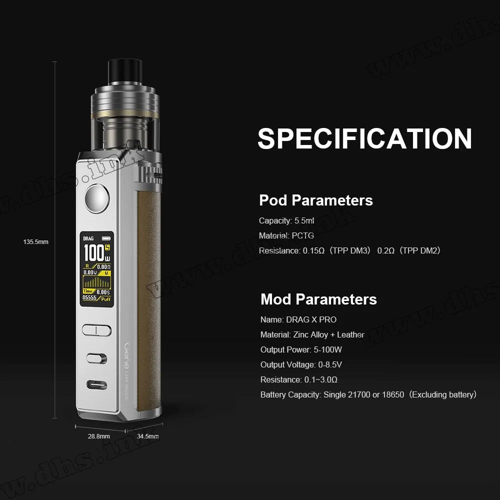 Многоразовая электронная сигарета - Voopoo Drag X Pro Mod Pod Kit (Classic Black)