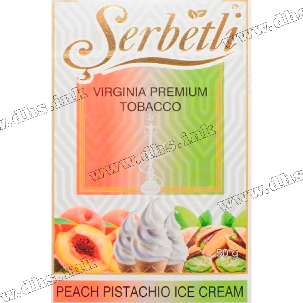 Табак Serbetli (Щербетли) - Peach Ice cream pistachio (Мороженое Персик Фисташки) 50г